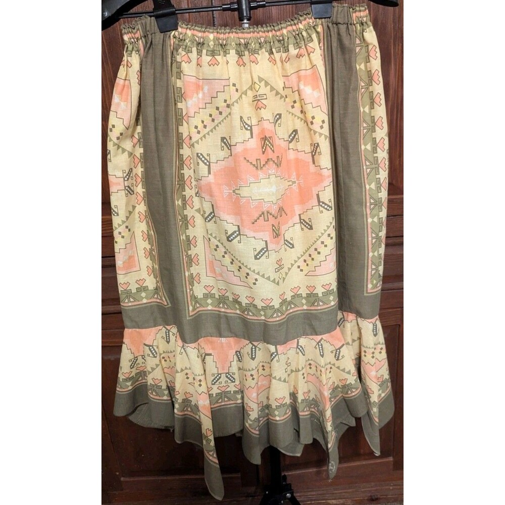 Aztec Southwestern Skirt Handmade Handkerchief Hem Maxi XL-2XL 40 Inch Unique